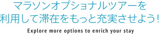 マラソンオプショナルツアーを利用して滞在をもっと充実させよう！