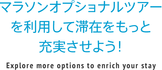 マラソンオプショナルツアーを利用して滞在をもっと充実させよう！
